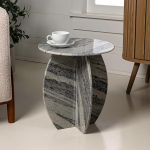 JONATHAN Y MTB1105A Venus Natural Marble Side Table Handmade X Shape for Living Room Bedroom Bathroom 15" Grey/Black