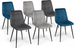 IDMarket - 6 Mila sametist tooli komplekt sinine x2, tumehall x2, helehall x2