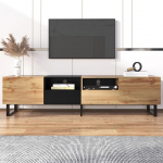 190 cm TV kapp 2 ukse ja 2 sahtliga, TV kapp koos panipaigaga, kaasaegne TV kapp 2 avatud kambriga, TV kapp elutuppa, puit ja must