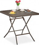 Relaxdays Garden Table Wood Look Square H x D 74 x 78 x 78 cm R&otilde;dulaud Plastist metallist v&auml;ljas laud Pruun