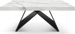 PAZZO DESIGN Giuseppe pikendatav laud, mustad jalad, k&ouml;&ouml;gilaud, elutoa laud, matt valge, marmori efekt, valmistatud Itaalias, 160 x 90 x 77 cm
