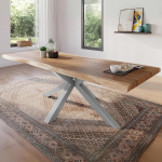 S&ouml;&ouml;gitoa laud 300 x 100 cm, massiivne akaatsiapuit, naturaalset v&auml;rvi lauaplaat, ehtsa vineeriga, h&otilde;bedane raam, puu servaga laud