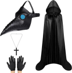 Lifreer Halloween Plague Doctor Mask, Long Nose Beak Mask, Plague Doctor Costume, Halloween Beak Mask with Cloak, Steampunk Halloween Mask, Costume Props for Halloween Cosplay Party