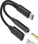 USB C auf 3,5 mm Klinkenadapter (2-in-1) Kopfh&ouml;rer AUX Typ C Audio Ladeger&auml;t Splitter Kabel f&uuml;r Apple iPhone 17 16 15 Pro Max kompatibel mit Samsung S25 Kopfh&ouml;rer-Adapter Dongle Auto Schnellladung