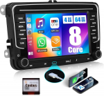 CAMECHO 8-tuumaline 4+64G Android 13 Carplay/Android Car/DSP autoraadio VW Golf 5 6 Touran Polo jaoks, 7-tolline puuteekraan Bluetooth 5.0 DSP WiFi GPS FM RDS raadio peegel Link Type-C USB+32 Band EQ
