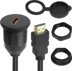 QIANRENON 4K HDMI Thread Flush Mount veekindel kaabel adapter HDMI 1.4 mees-naine paneelile paigaldamise pikenduskaabel laua armatuurlaua seadmete paneelile paigaldamiseks, 1m