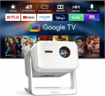 Nutiprojektor Google TV/ametlik rakendus: VOPLLS projektor 4K kodukino 1500ANSI automaatse fookuse ja trapetsikorrektsiooniga WiFi6 Bluetooth, projektor Dolby Audio/HDR10+ V&auml;lisprojektor jaoks