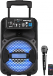 Cefa Toys kaasaskantav Bluetooth k&otilde;lar mikrofoniga, kaugjuhtimispult, aku, LED-valgustus, MP3 USB toode, teleskoopk&auml;epide ja rattad, 100 vatti