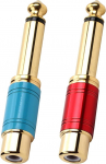2tk RCA kuni 6,35mm adapter, RCA Female kuni 1/4" TS Mono Male Audio Plug, Copper Gold Plated, usaldusv&auml;&auml;rne k&otilde;rvaklappidele, instrumentidele, v&otilde;imenditele, k&otilde;laritele
