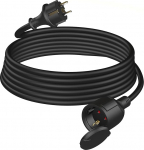 V&auml;litingimustes kasutatav pikenduskaabel, 3 m, kummist toitekaabli pikendus Schuko pistikuga v&auml;litingimustes, IP44, kaabli pikendus H05RR-F 3G 1,5 mm&sup2; kaitsekorgiga, elektrikaabel v&auml;litingimustes, 3500 W, must