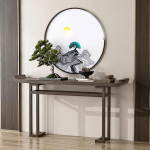 Moderner Konsolentisch mit geriffelter Front und Stauraum, Robustes Metallgestell & Massivholzplatte, Eingangs- und Sofatisch f&uuml;r Wohnzimmer & Landhaus-Einrichtung(Gray,160cm/62.9in)