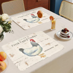 Lauakatted komplekt 4 Rooster Placemats for Table PVC Placemats Heat Resistant Insulated Placemats Set of 4 Stain Protection