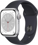 Apple Watch Series 8 (GPS, 41 mm) - h&otilde;bedane alumiiniumist korpus koos kesk&ouml;&ouml; spordirihmaga (uuenenud)