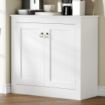Sideboard, k&ouml;&ouml;gikapp 3 ukse ja reguleeritavate riiulitega, 110 cm pikk, buffetkapp, hoiukapp, puidust kapp k&ouml;&ouml;ki, elutuppa, esikusse ja s&ouml;&ouml;gituppa (valge, 80 W cm)