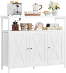 Yaheetech Sideboard, k&ouml;&ouml;gikapp 3 ukse ja avatud riiulitega, buffetkapp, hoiukapp, reguleeritav riiul, 100 &times; 35 &times; 81 cm, valge