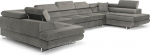 COMFORTINO FURNITURE Big Pasti U-kujuline nurgadiivan magamisfunktsiooniga, diivan diivan voodikastiga, 3-kohaline nurgadiivan, diivanvoodi elutuppa, suur diivan diivan magamisfunktsiooniga (helehall)