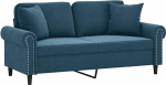vidaXL 2-kohaline diivan, diivan dekoratiivsete padjadega, puhke diivan elutuppa, polsterdatud diivan, tugitool, l&otilde;&otilde;gastav diivan, Lounge diivan, l&otilde;&otilde;gastav diivan, sinine sametne diivan