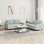 LAPOOH 3201496 2-osaline diivanikomplekt padjadega helehall samet, Lounge diivan, diivanid ja diivanid, l&otilde;&otilde;gastav diivan, diivan elutuppa, diivan koos - 3201496