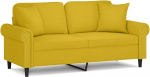 vidaXL 2-kohaline diivan, diivan dekoratiivsete padjadega, puhke diivan elutuppa, polsterdatud diivan, tugitool, l&otilde;&otilde;gastav diivan, Lounge diivan, l&otilde;&otilde;gastav diivan, kollane sametne diivan