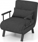 RELAX4LIFE 4-in-1 diivanvoodi voodifunktsiooniga, kokkupandav tool 6-tasandil reguleeritava seljatoega, eemaldatava padja ja k&auml;etoega, maksimaalne koormus 150 kg, k&uuml;lalistevoodi elutuppa (tumehall)
