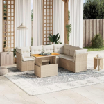 Homgoday Garden Diivan komplekt 7 t&uuml;kki Beeži Polyrattan padjad komplekt Diivan Voodi Elutuba diivan komplekt v&auml;ljas aiam&ouml;&ouml;bel v&auml;ljas aiam&ouml;&ouml;bel mudel 3270848