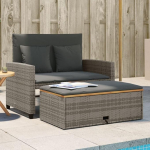 Homgoday Garden diivan koos padjadega 2 istekohaga Hall Poly Rattan Akaatsia Outdoor Bed Diivan Diivan Garden Diivan Elutuba Patio Outdoor m&ouml;&ouml;bel