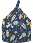 BeanLazy Sitzsack aus 100 % Baumwolle, Kindergr&ouml;&szlig;e, Marineblau, Space Explorer Planeten und Mond, mit F&uuml;llung