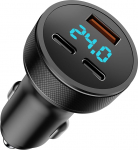 80W USB C autolaadija, Dual PD + QC3.0 USB-sigaretis&uuml;&uuml;taja adapteri kiirlaadija, 3-pordiline LED-voltmeeter DC12-24V, &uuml;hildub iPhone'i, Androidi, Samsungi, tahvelarvuti ja k&otilde;igi nutitelefonidega