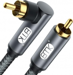 EMK subwooferi kaabel 5 m digitaalne koaksiaalkaabel 90-kraadise RCA &uuml;hendusega kullatud RCA audiokaabel subwooferile, AV-vastuv&otilde;tjale, v&otilde;imendile ja kodukinos&uuml;steemidele