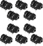 ECSiNG 10tk 6,35mm 1/4" 4-poldiline kinnitus paneeli audiojupile stereok&otilde;rvaklappide mono naissoost koos pesuritega mustad