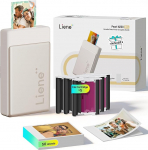 Liene Pearl N200 Pro kaasaskantav mini fotoprinter v&auml;rvsublimatsiooniga - sisaldab 50 isekleepuvat fotot (2x3") ja 5 lindi Bluetooth 300dpi kiirprinteri iPhone'ile ja Android akule kuldses v&auml;rvitoonis.