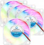 WINSINN 60 mm RGB ventilaator 12 V, LED v&auml;rviline mikro 12-voldine ventilaator 6010 h&uuml;drauliline laager, harjadeta jahutus 60 x 10 mm 2PIN (pakend 4)