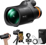 K&F Concept 12 x 50 HD Monocular Telescope Mobile Phone Telescope with Arca Interface with Phone Clip and Tripod for Bird Watching, Hunting, Hiking, Concert