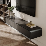 POVISON TV kabinet h&otilde;ljuv 160 cm must kaasaegne tammevaatega t&auml;ispuidust 3 sahtliga TV Lowboard rippuv koos kaablijuhtimisega Kvaliteetne komplektne m&ouml;&ouml;bel koos hoiuruumiga elutuppa