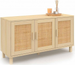 IDMarket - Madal k&uuml;ljepaneel Vintage 113 cm Elin 3 ukseline naturaalne efektiga soonikuga