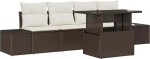 Rantry 5-teiliges Garten-Sofa-Set mit Kissen Braun Poly Rattan Gartenlounge Model3349084
