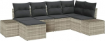 6-teiliges Garten-Sofa-Set mit Kissen Hellgrau Poly Rattan Gartenlounge Model3347132