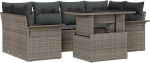 Rantry 7-teiliges Garten Sofa Set mit Kissen Grau Poly Rattan Gartenlounge Model3348215