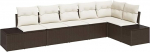 Rantry 6-teiliges Garten Sofa Set mit Kissen Braun Poly Rattan Gartenlounge Model3355747