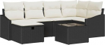 Rantry 7-teiliges Garten-Sofa-Set mit Kissen Schwarz Poly Rattan Gartenlounge Model3359286