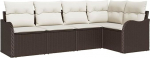 Rantry 5-teiliges Garten-Sofa-Set mit Kissen in Braun Poly-Rattan, 2-Sitzer Garten-Sofa mit Kissen in Braun Poly-Rattan Gartenlounge Model3345698