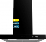 Cecotec Bolero Flux TM 606500 Black A Cooker Hood 60 cm Motor 165 W Decorative Stainless Steel Finish Suction 650 m&sup3;/h Mechanical Control 3 Power Levels Light and Carbon Filter