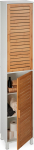 Relaxdays Bathroom Cabinet H 190 x W 40 x D 30 cm 6 Compartments MDF & Bamboo Tall Narrow Bathroom Tall Cabinet White / Natural