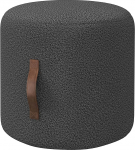 HOMCOM Seat Stool, Round Upholstered Stool, Footstool, Footrest with Velvet Look, Ottoman with Handle, for Living Room, Bedroom, &Oslash;48 x 45 cm, Dark Grey