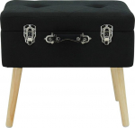 Happy Home Company 12053 Stool Chest Bedside Table Chest Stool Chest Stool with Storage Compartment Ottoman in Case Design Cotton/Fabric Black