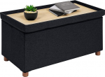 B FSOBEIIALEO Storage Stool with Tray, Footstool and Ottomans with Legs, Storage Cube, Seat Linen, Black, 30"