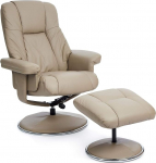 Morris Living The Denver Genuine Leather Pebble Swivel Chair and Footstool