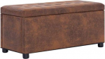 Tidyard Ottoman with Storage Space 87.5 cm Brown Suede Look with Stool Seat Cube Storage Box Stool Chest Bench