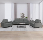 Gecheer 3-TLG. Sofagarnitur Dunkelgrau Stoff, Moderne Couch Polstersofa f&uuml;r Wohnzimmer Schlafzimmer Spielzimmer3201867