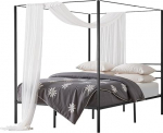VEVOR Queen Size Canopy Bed Frame Metal Canopy Bed (800 Lbs) koos katusekujundusega, teraslattide tugi (ruut), voodi all hoiuruum ei ole vaja Box Spring, v&otilde;rgusilma raam must
